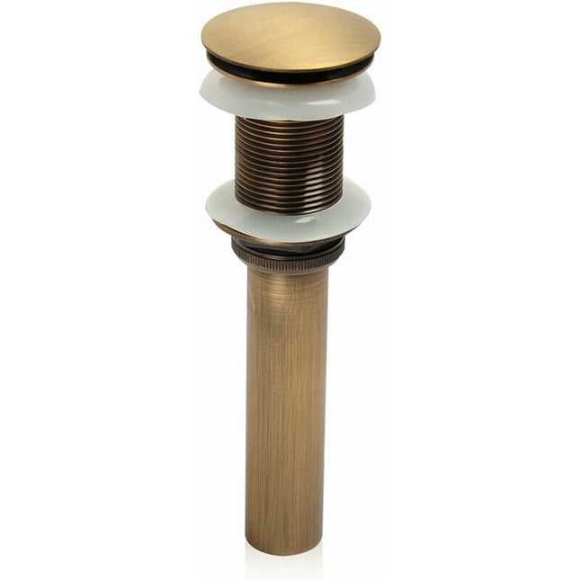 Single Handle Push-Pull Pop-Up Clicker Sink Faucet Build Plug Without Overflow (Antique Brass).