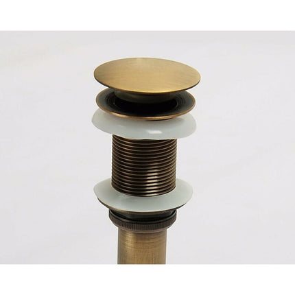 Single Handle Push-Pull Pop-Up Clicker Sink Faucet Build Plug Without Overflow (Antique Brass).