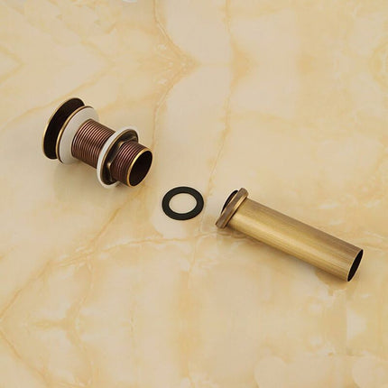Single Handle Push-Pull Pop-Up Clicker Sink Faucet Build Plug Without Overflow (Antique Brass).