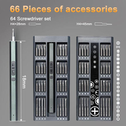 66 In 1 Cordless Electric Precision Screwdriver With LED Light Mini Electronic Screwdriver Kit For Toys Watches.