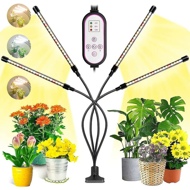 Plant Grow Light, 2020 New 80 LEDs 4 Heads Grow Lamp, Auto Timing - On/Off LED Grow Light For Seedlings, Succulents,.