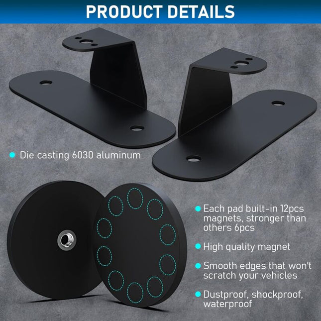 Magnetic Base LED Strip Mounting Bracket, Strong Suction Cup Holder For Straight Curved Side LED Strip Mounting, 2.