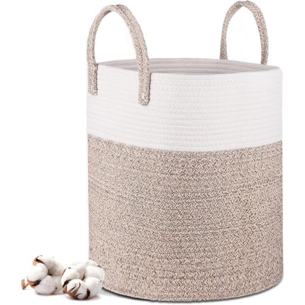 Laundry Basket - 40 X 35 Cm Foldable Storage Baskets - Cotton ROpe Laundry Basket With Handles - Toy Storage Basket -.