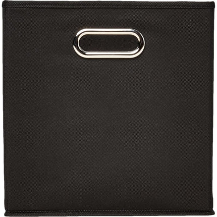 6 pcs Set Foldable Fabric Storage Cubes With Oval Grommets Black.
