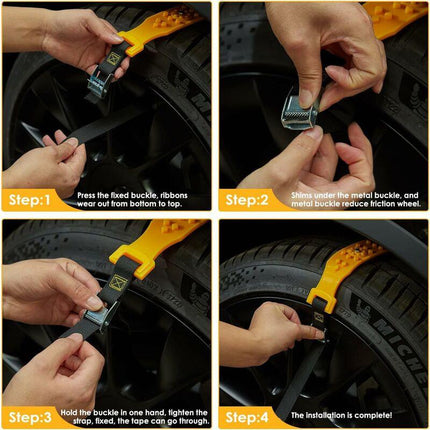 10 pcs Car Snow Socks 185-225 Mm, Yellow Snow Chains, Adjustable Emergency Traction Cables Anti-Slip Car Tire Chain,.