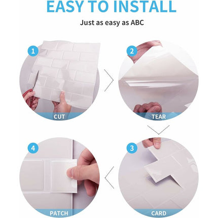 10 pcs White Subway Tiles Self Adhesive Kitchen Bathroom Backsplash 3D Vinyl Brick Adhesive Paper 30X30Cm.