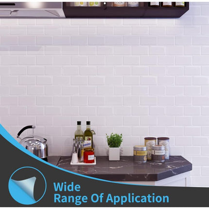 10 pcs White Subway Tiles Self Adhesive Kitchen Bathroom Backsplash 3D Vinyl Brick Adhesive Paper 30X30Cm.