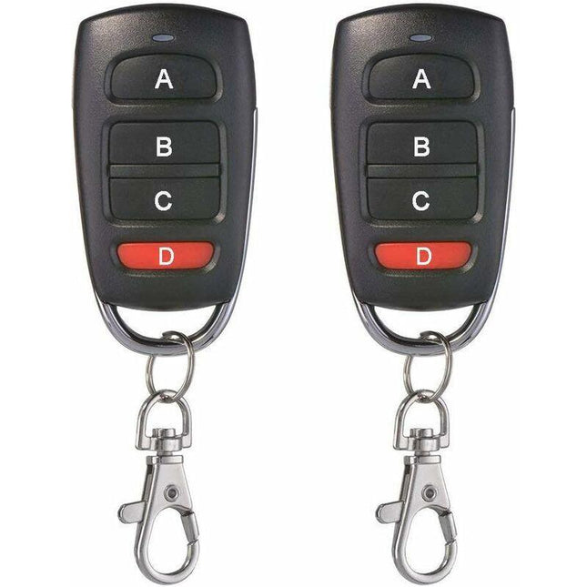 2 Pack Universal Garage Door Cloning Key Fob Remote Control 433Mhz 4 Button Cloner For Garage Door Electric Door Etc.