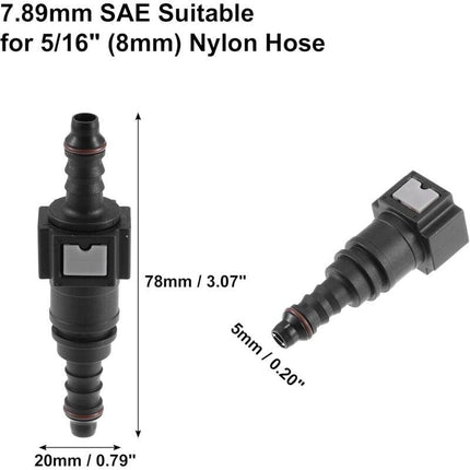 7.89Mm To 8Mm Straight Car Fuel Hose Quick Release Connector 2 Set.