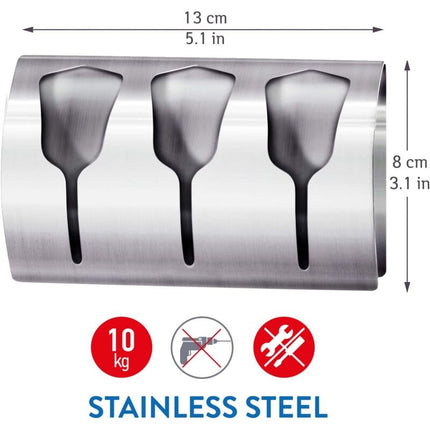 Adhesive Bathroom Towel Holder, Kitchen Towel Rack With 3 Brushed Stainless Steel Hooks, 10 Kg.
