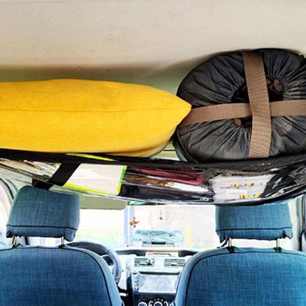 Ceiling Cargo Net - Triangle Car Ceiling Cargo Net Pocket Storage Net - Adjustable Double Layer Mesh ROof Organizer.