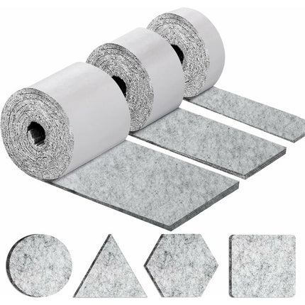 Self-Adhesive Furniture Pads, Furniture Chair Pads 3 ROlls (100 10Cm+100 5Cm+100 2Cm), Chair Pad 4Mm-Thick Felt Pad.