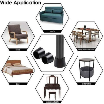 16 Pack Chair Leg Caps, Chair Leg Cap Rubber Chair Leg Protection End Caps, Inner Diameter - 7/8 Inch / 22 Mm, Black.