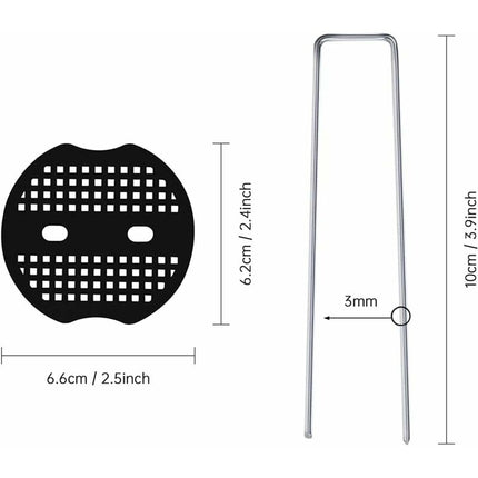 50 Garden Stakes With Washers, Galvanized Steel Tarpaulin Fixing Stakes, Mulch Fabric Fixing Staples, Galvanized Stakes.