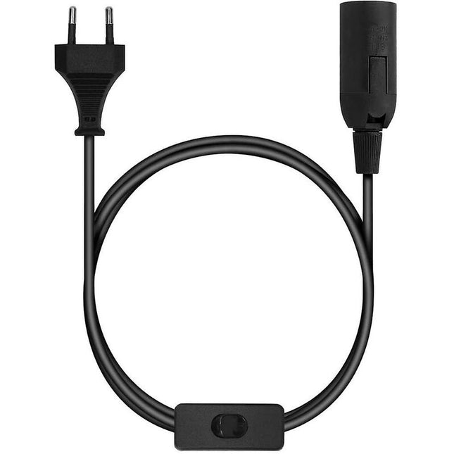 E27 Socket With Wire - Lamp Holder For Bulb With Power Cord Electrical Plug And Switch - 1.8M Cable.