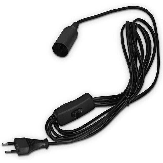 E27 Socket With Wire - Lamp Holder For Bulb With Power Cord Electrical Plug And Switch - 1.8M Cable.