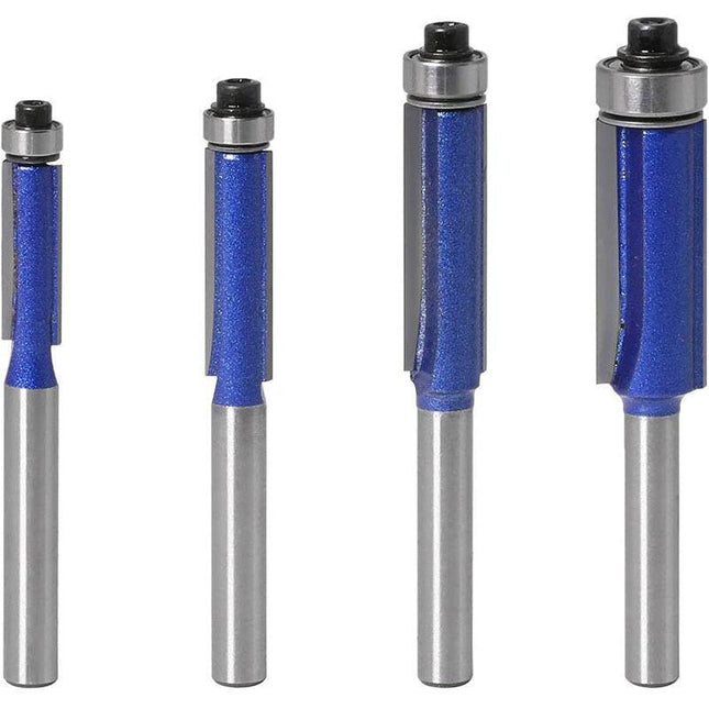 4Pc Flush Trim ROuter Bit Set - 6Mm Shank - Ball Bearings - Grooving ROuter Bit - Wood ROuter Bit - Grooving ROuter Bit.