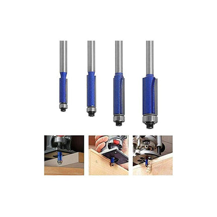 4Pc Flush Trim ROuter Bit Set - 6Mm Shank - Ball Bearings - Grooving ROuter Bit - Wood ROuter Bit - Grooving ROuter Bit.