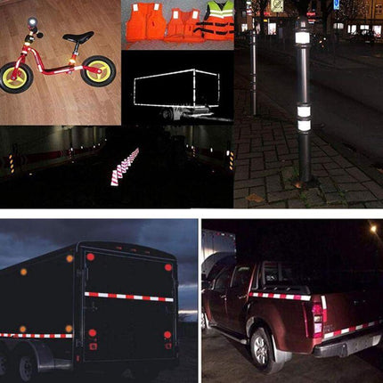2 pcs Reflective Tape Safety Warning Reflective Sticker Film White Red, Fluorescent Safety Tape Sticker For Night.