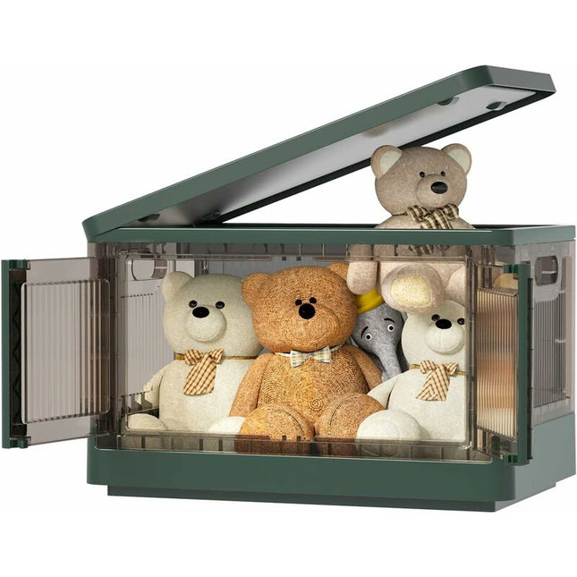 Plastic Storage Box, 32L Foldable Storage Box, With Lid And 4 Stackable Wheels, For Clothes Toys, Kitchen Storage,.
