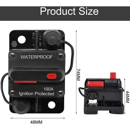 Car Circuit Breaker 30A - 150A, Dc 12V - 48V Waterproof Circuit Breaker With Manual Reset For Auto Car Marine Boat Bike.