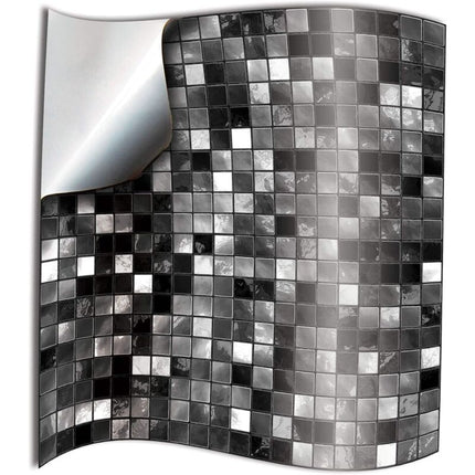 24X Tile Sticker For Bathroom And Kitchen 10 X 10Cm Black White Mosaic 2D Film Adhesive Stickers For Tiles For Wall.