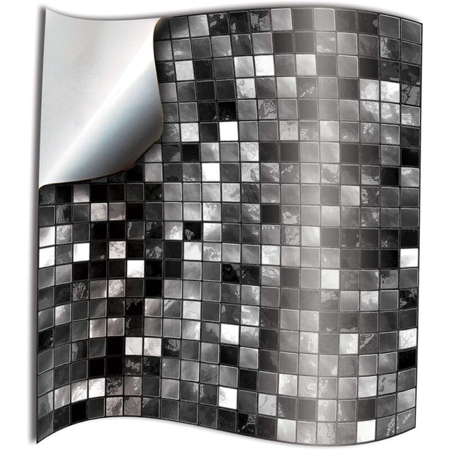 24X Tile Sticker For Bathroom And Kitchen 10 X 10Cm Black White Mosaic 2D Film Adhesive Stickers For Tiles For Wall.