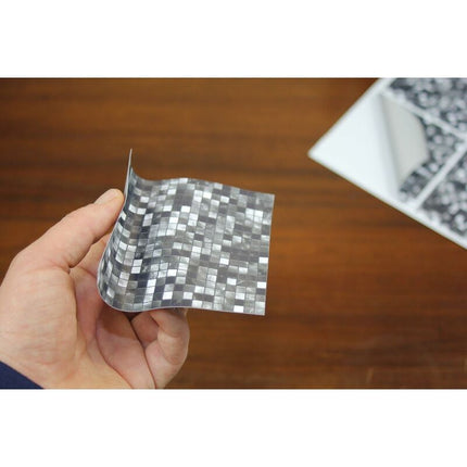 24X Tile Sticker For Bathroom And Kitchen 10 X 10Cm Black White Mosaic 2D Film Adhesive Stickers For Tiles For Wall.