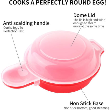 2 Pack Microwave Egg Cooker 1 Minute Hamburg Omelette Maker Kitchen Tool (Red & Clear).