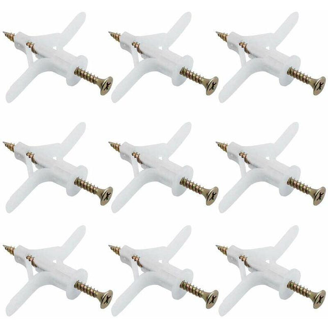 50 pcs Plasterboard Anchors Sets Plastic Expansion Pipe Aircraft Self Drilling Expansion Tube Anchors Used For Most.