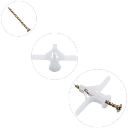 50 pcs Plasterboard Anchors Sets Plastic Expansion Pipe Aircraft Self Drilling Expansion Tube Anchors Used For Most.