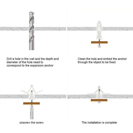 50 pcs Plasterboard Anchors Sets Plastic Expansion Pipe Aircraft Self Drilling Expansion Tube Anchors Used For Most.