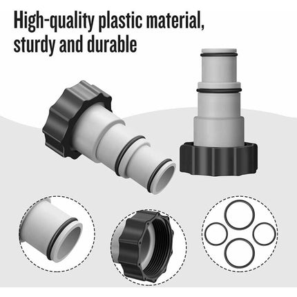 Replacement Hose Adapter With Clamp For Intex Above Ground Pool, 1.5" To 1.25" Hose Adapter For Threaded Pumps (2 pcs).