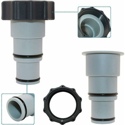 Replacement Hose Adapter With Clamp For Intex Above Ground Pool, 1.5" To 1.25" Hose Adapter For Threaded Pumps (2 pcs).