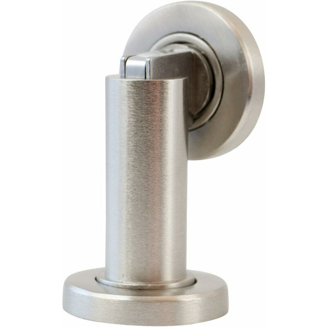Magnetic Door Stop Ms010 In Stainless Steel Look - Door Stop With Floor And Wall Mounting Hardware - Magnetic Door Stop.