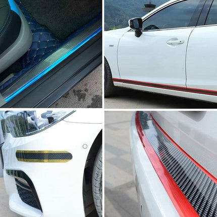Car Door Sill Sticker Carbon Fiber Silver 7Cmx3M Self-Adhesive Sticker Protector Bumper Guard Strip.