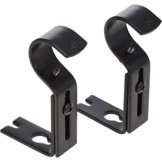 Adjustable Curtain ROd Wall Bracket, 2 Pack, Black.