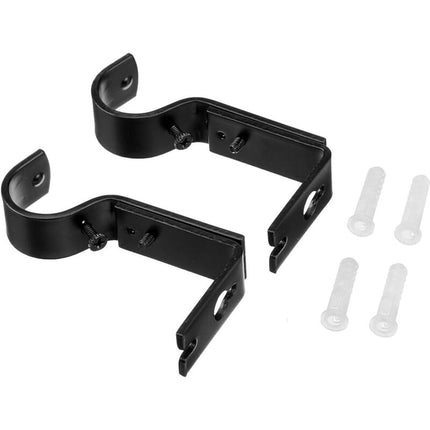 Adjustable Curtain ROd Wall Bracket, 2 Pack, Black.