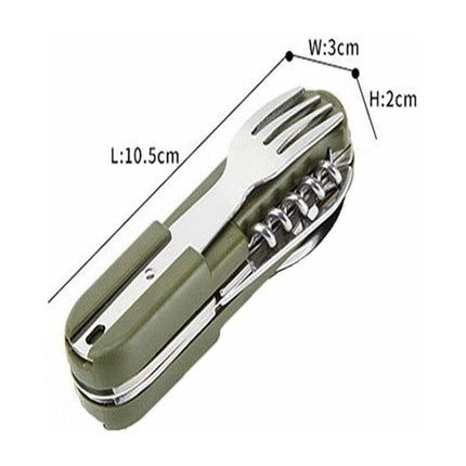 Stainless Steel Folding Tableware Set For Outdoor Camping - 7-In-1 Multi-Function Tool, Removable.