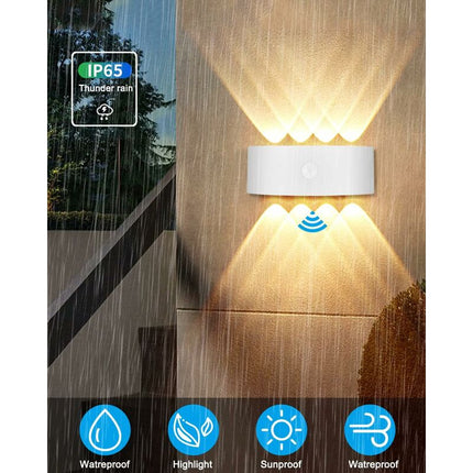 Outdoor Wall Light, 8W Indoor Motion Sensor Lamp, 3000K Warm White Bedroom Wall Light, Waterproof Ip65, Balcony,.