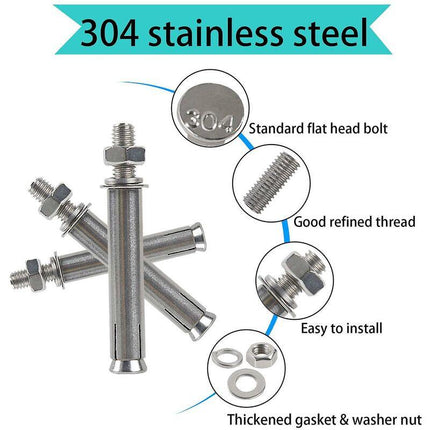 M8X80Mm Hex Expansion Bolts 304 Stainless Steel Expansion Screws Heavy Duty Concrete Anchors Fixing Screws For Wall.