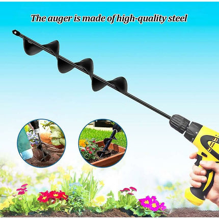 Garden Auger, Spiral Drill Gardening Tool For Planting Trees/Shrubs/Twist Drill/Planting Auger - 4×22Cm.