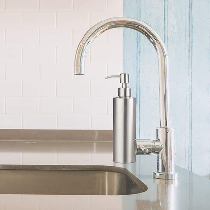 Brushed Stainless Steel Refillable Soap Dispenser 350Ml Silver.