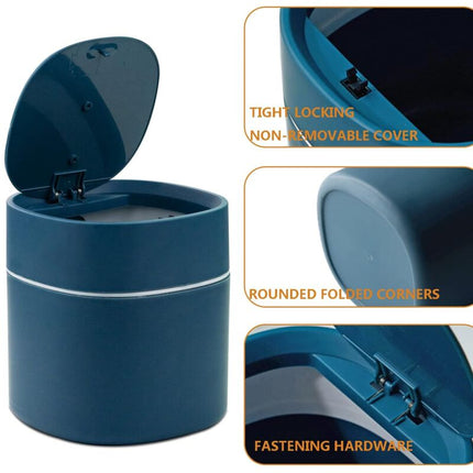 Tabletop Trash Can With Lid, Mini Plastic Trash Can, Small Tabletop Trash Can For Bedrooms, Dining ROoms, Bathrooms,.