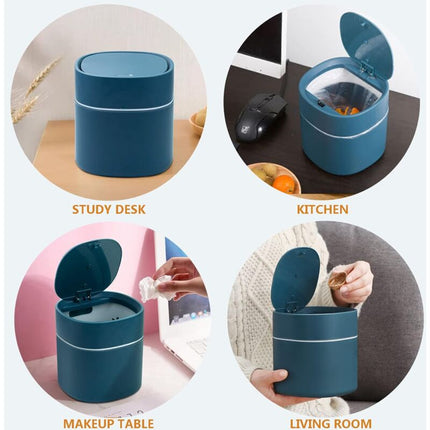Tabletop Trash Can With Lid, Mini Plastic Trash Can, Small Tabletop Trash Can For Bedrooms, Dining ROoms, Bathrooms,.