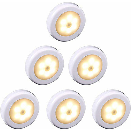 Wireless LED Motion Sensor Light For Closet, Stairs, Hallway, Kitchen, Bedroom (6 pcs) (White Shell (Warm Light).