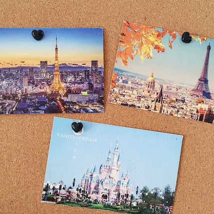 100 pcs Black Heart Shape Push Pins With Steel Point For Pictures And Walls.