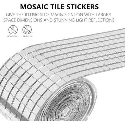 ROll Self Adhesive Glass Mini Square Silver Mirror Mosaic Tiles Sticker Mosaic Tiles Mirror Wall Sticker For Diy Crafts.