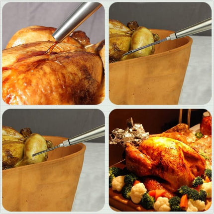 Stainless Steel And Food Grade Rubber Baster With Marinade Injector And Brush For Easy Cleaning.