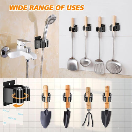 6 Pieces Mop Holder, Wall Mounted Mop Hanger, Mop Holders For Bathroom, Kitchen, Garden, Garage, Office.